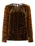 Pierre-Louis Mascia velvet abstract-print shirt - Brown