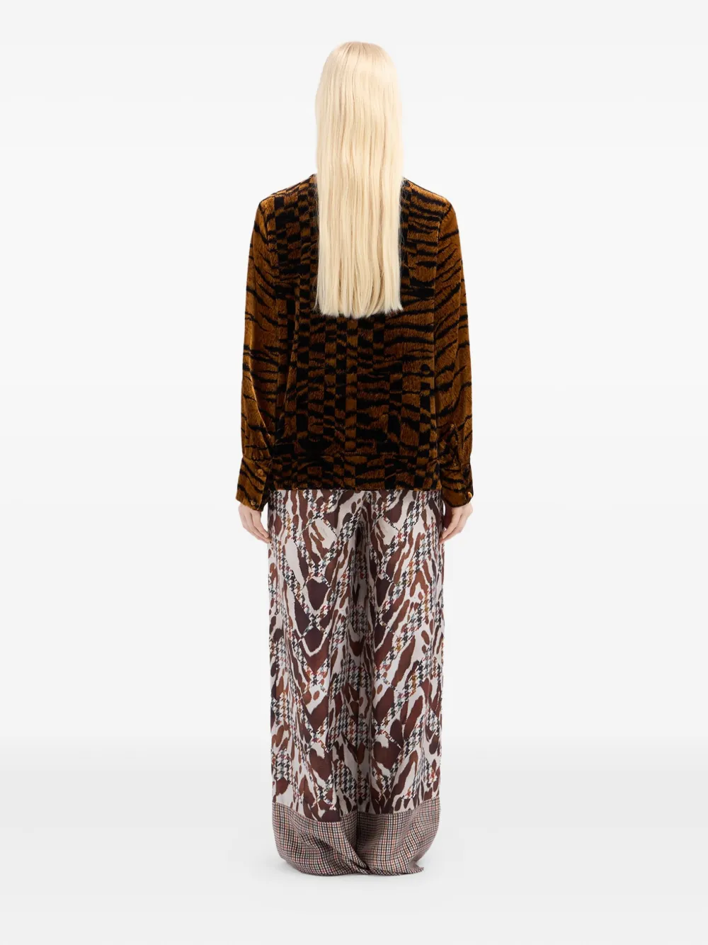 Pierre-louis Mascia Velvet Abstract-print Shirt In Brown