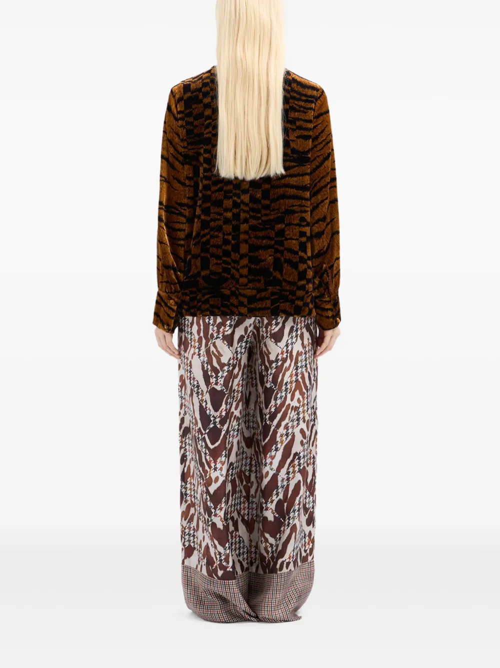 Pierre-Louis Mascia Fluwelen blouse met abstracte print Bruin