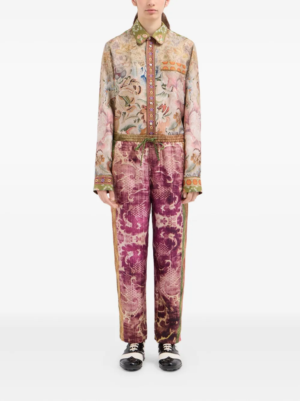Pierre-Louis Mascia damask-print drawstring-waist trousers | Regular-Fit & Straight Leg Pants | Image 2