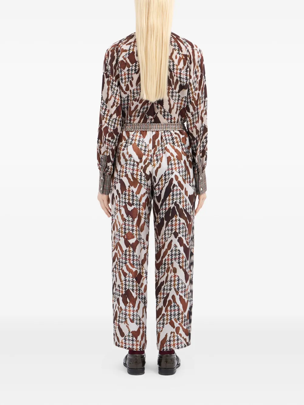 Pierre-louis Mascia Houndstooth-pattern Drawstring-waist Trousers In White