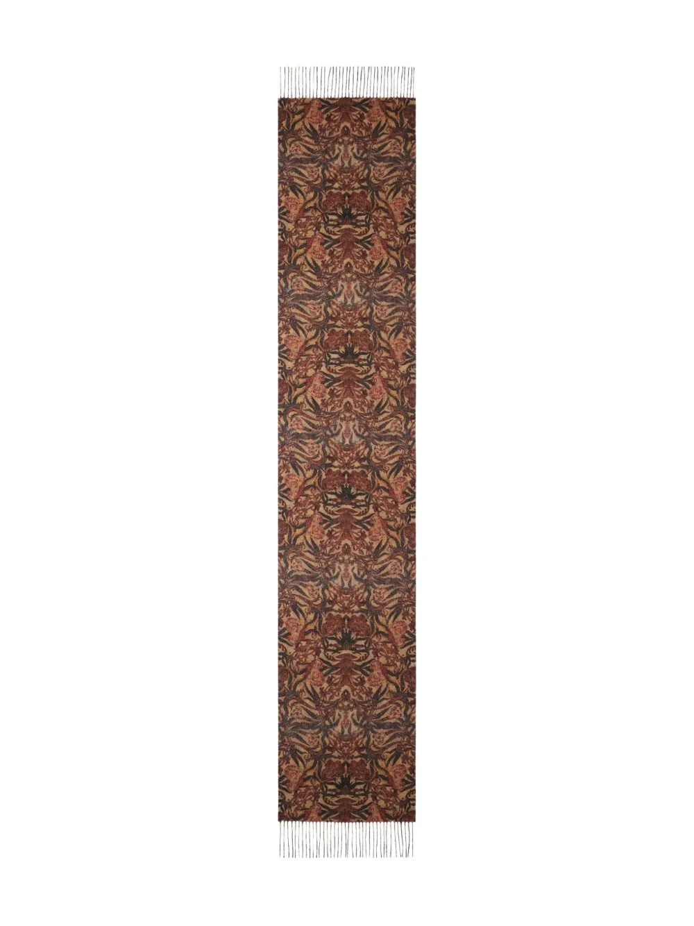 Pierre-louis Mascia Geometric-pattern Fringed-edges Scarf In Brown