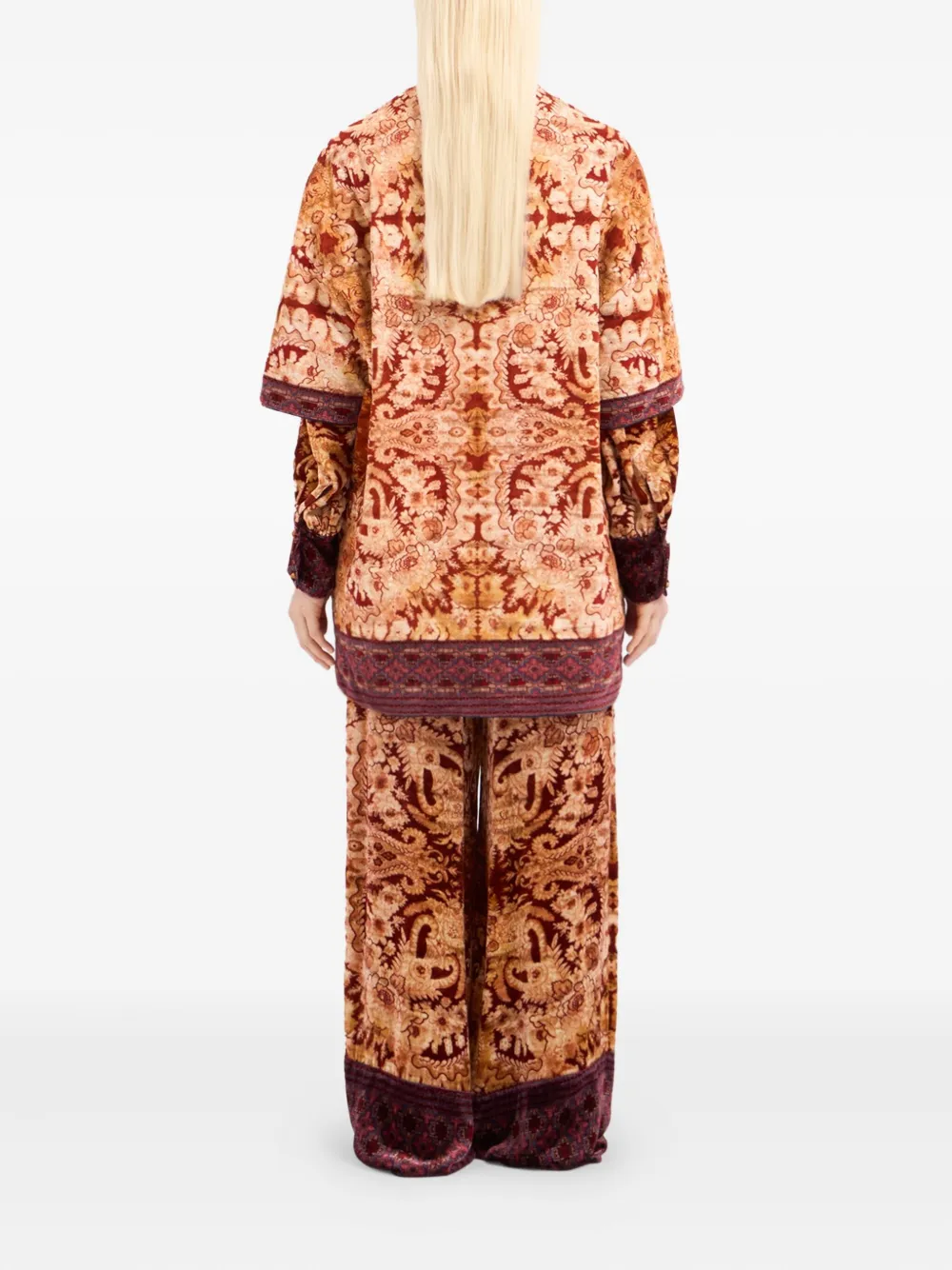 Pierre-louis Mascia Floral-patterned Short-sleeved Coat In Brown
