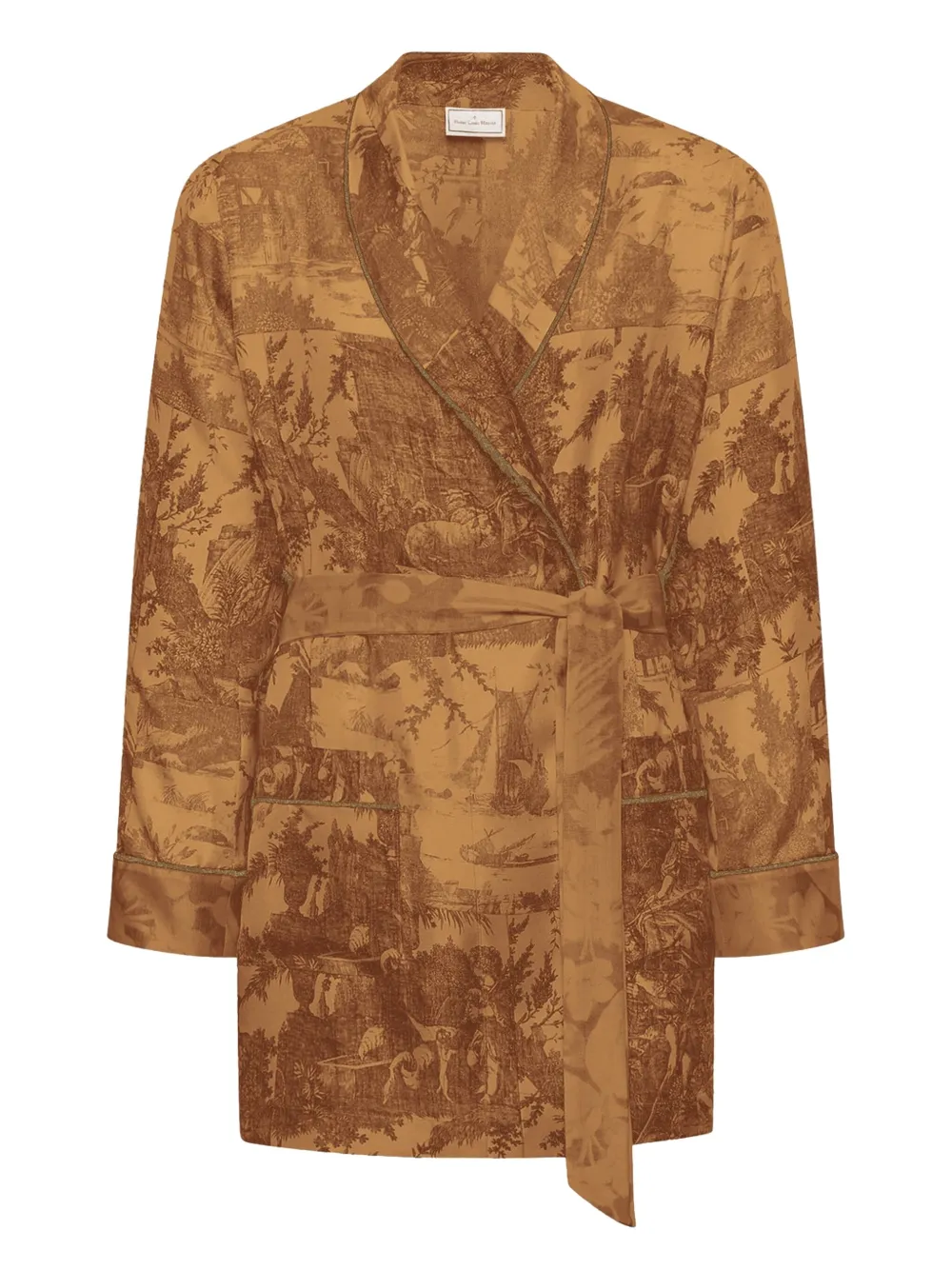 Pierre-Louis Mascia landscape-print belted robe | Brown | Image 1