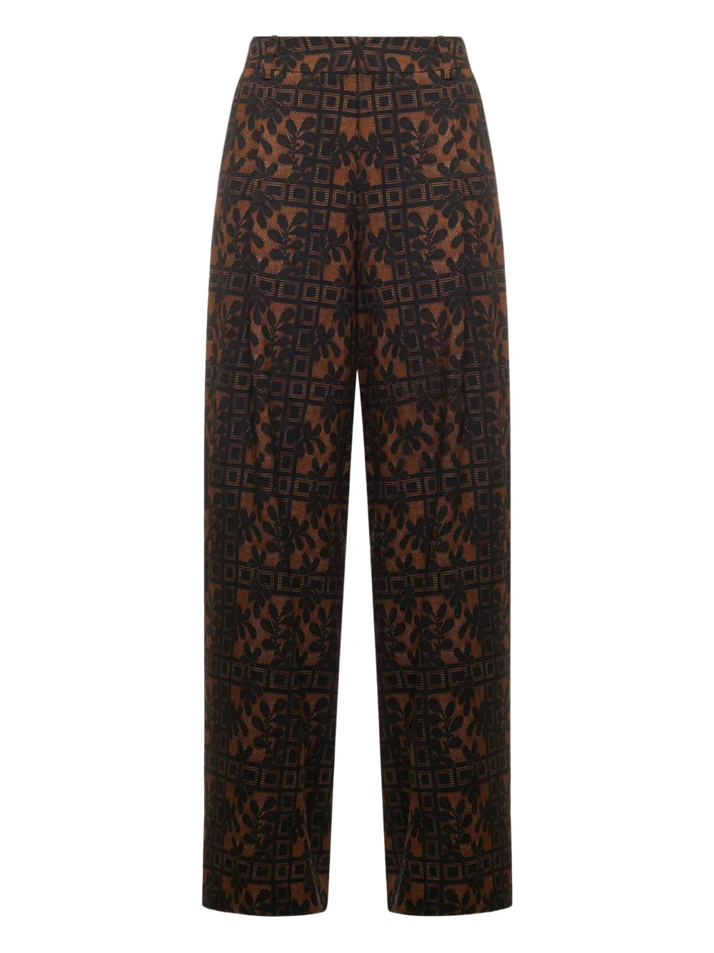 Pierre-Louis Mascia pleated-front floral-print trousers | Brown | Image 1