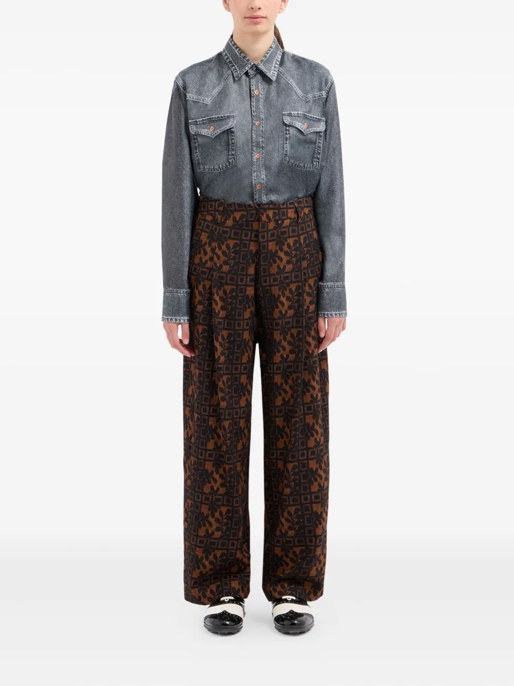 Pierre-Louis Mascia pleated-front floral-print trousers | Wide Leg Pants | Image 2