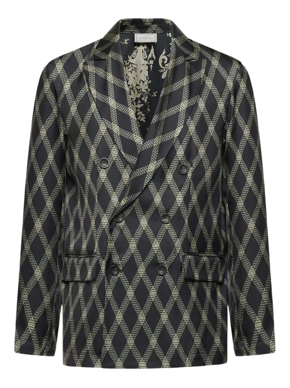 Pierre-louis Mascia Diamond-pattern Double-breasted Jacket In Black