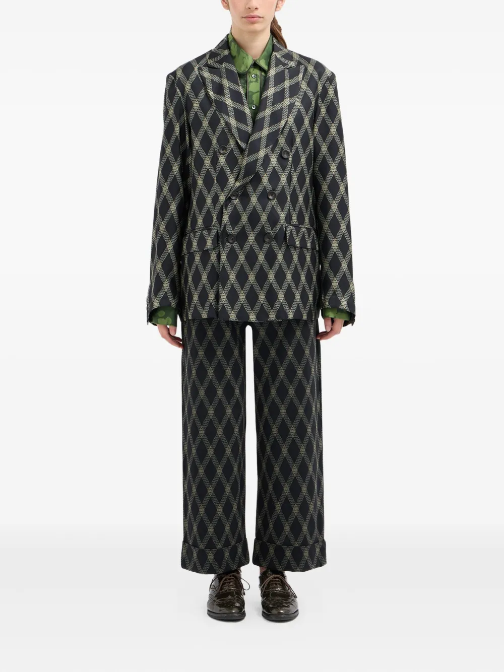 Pierre-louis Mascia Diamond-pattern Double-breasted Jacket In Black