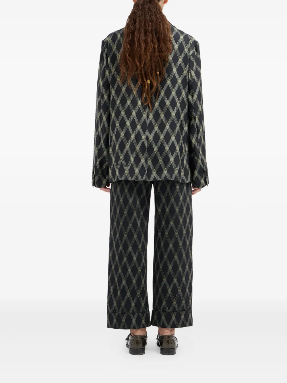 Pierre-louis Mascia Diamond-pattern Double-breasted Jacket In Black