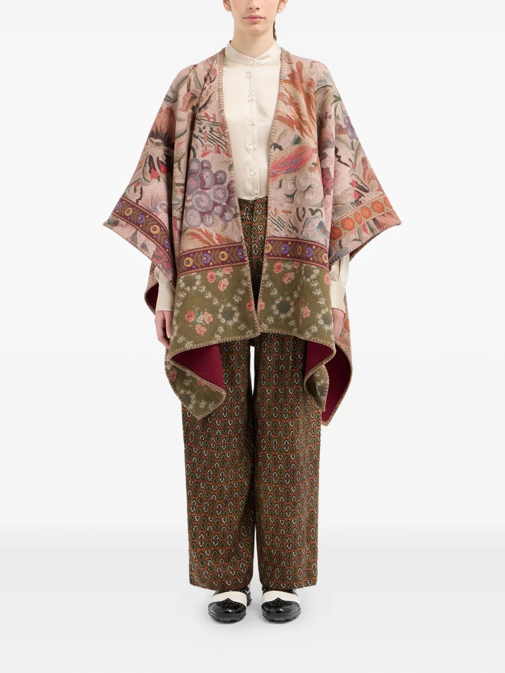 Pierre-louis Mascia Floral-print Poncho In Multi
