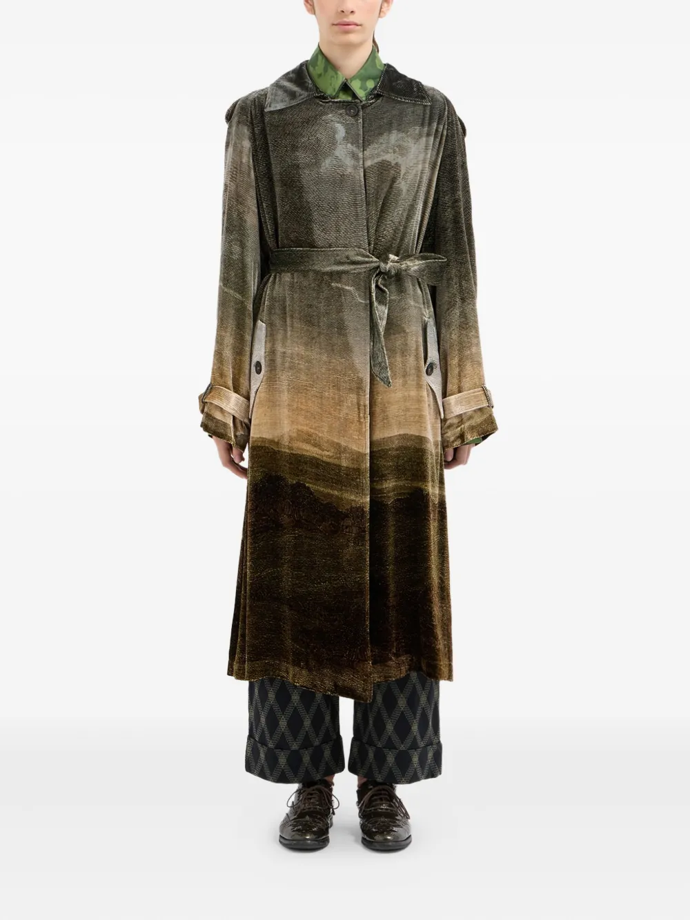 Pierre-Louis Mascia landscape-print belted coat | Trench Coats  | Image 2