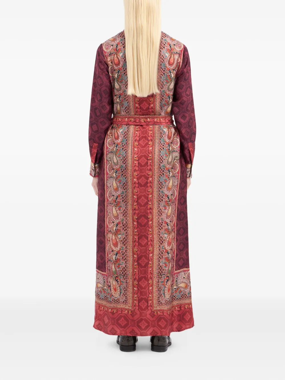 Pierre-louis Mascia Geometric-pattern Shirt Maxi Dress In Red