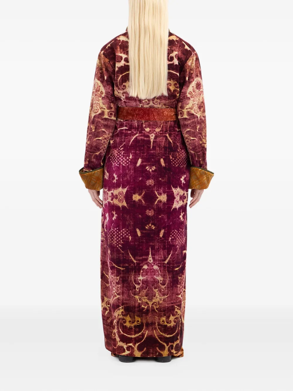 Pierre-louis Mascia Damask-print Velvet Robe In Purple