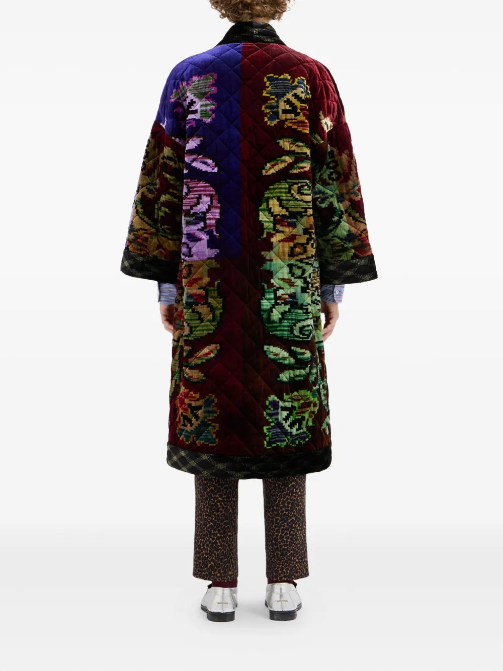 Pierre-louis Mascia Quilted-design Velvet Coat In Multi
