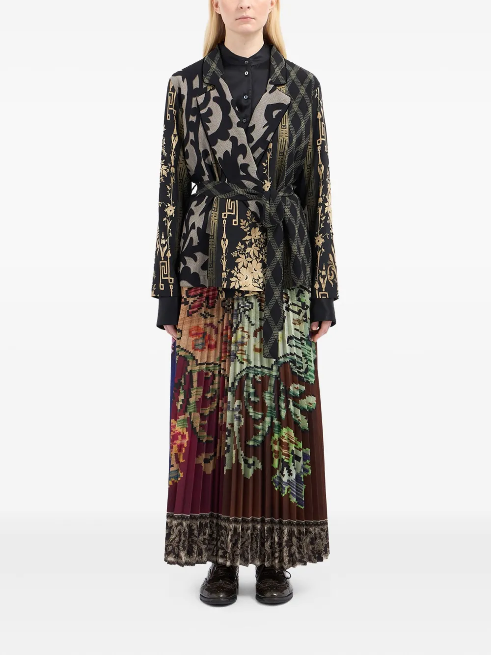Pierre-louis Mascia Patterned Belted Jacket In Multi