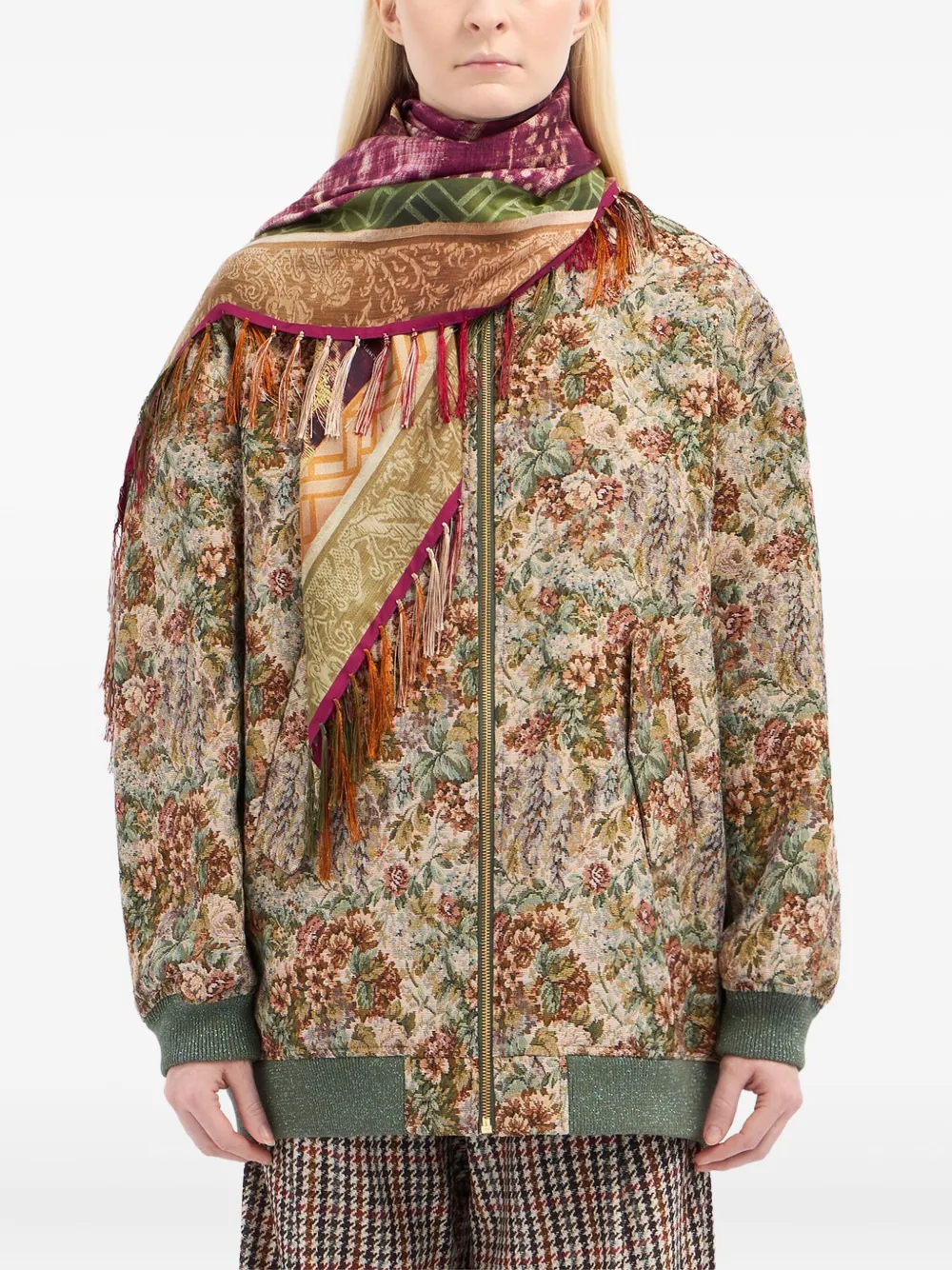 Pierre-Louis Mascia geometric-pattern fringed-edges scarf | Women | Image 2