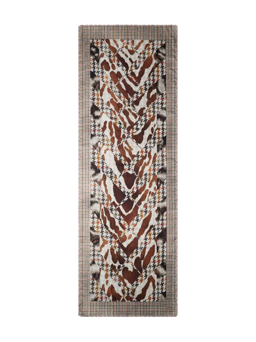 Pierre-louis Mascia Houndstooth-pattern Scarf In Brown