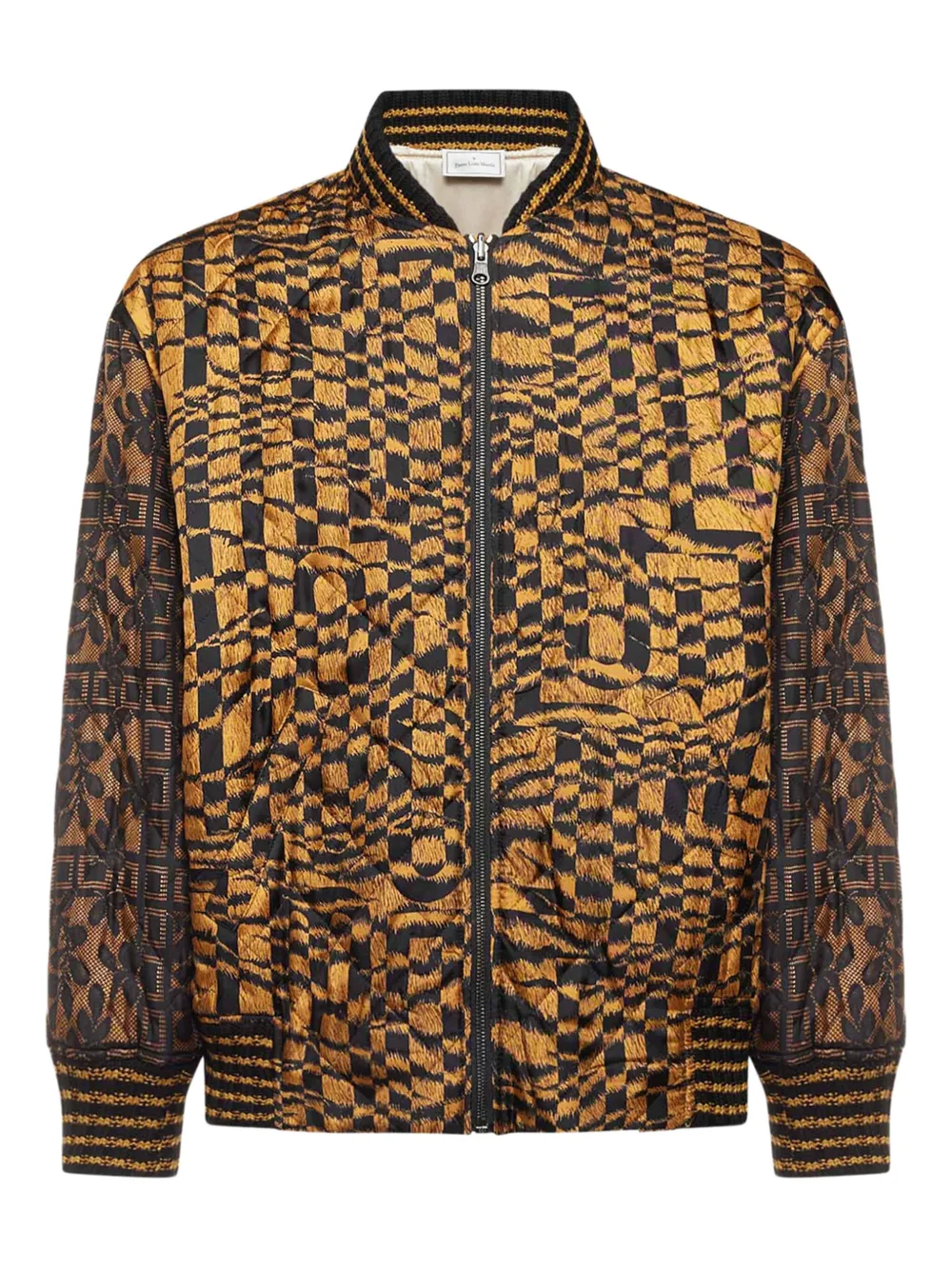 Pierre-louis Mascia Geometric-pattern Bomber Jacket In Brown