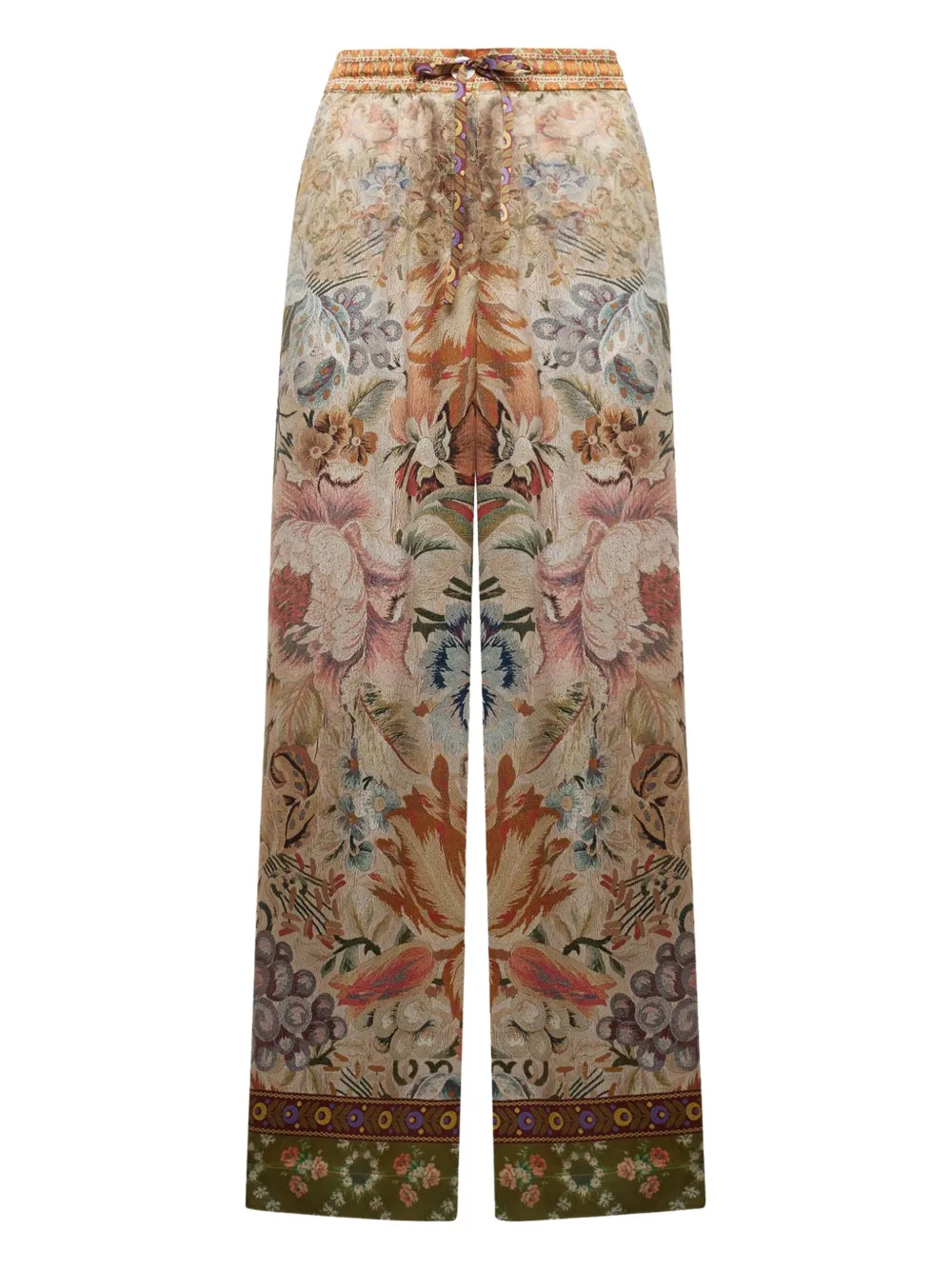 Pierre-louis Mascia Floral-tapestry Drawstring Trousers In Neutral
