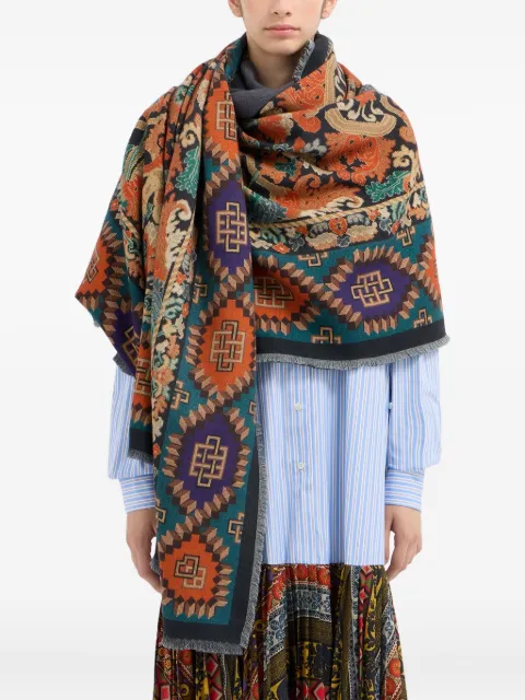 Pierre-Louis Mascia tapestry-pattern fringed shawl