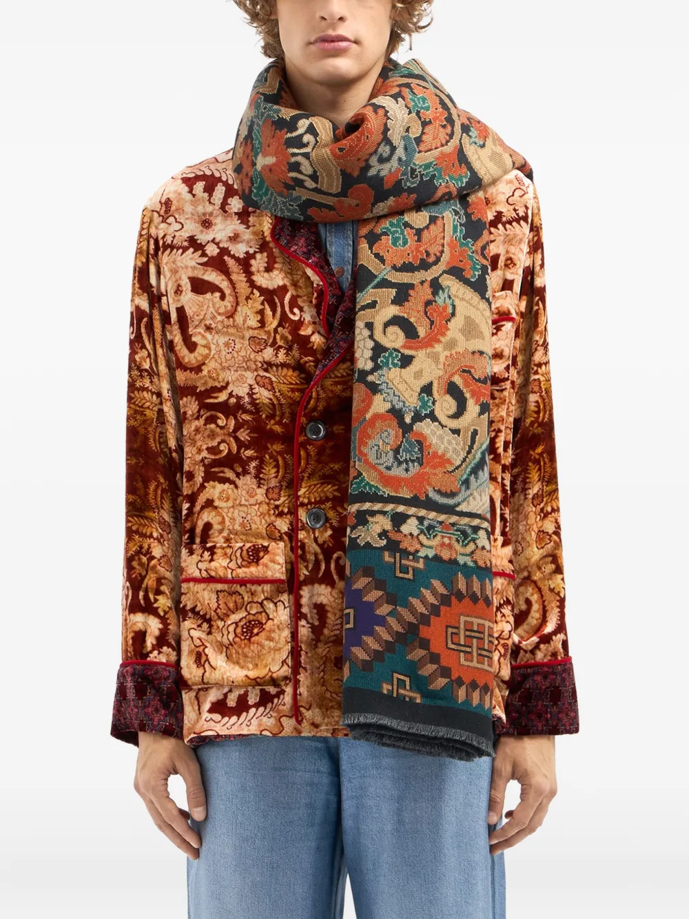 Pierre-louis Mascia Tapestry-pattern Fringed Shawl In Multi