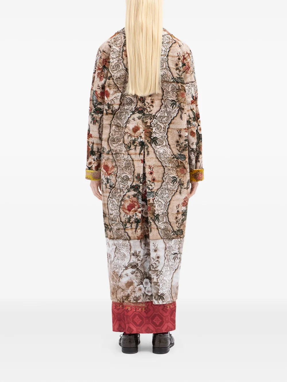 Pierre-louis Mascia Floral-patterned Lapel Coat In Brown