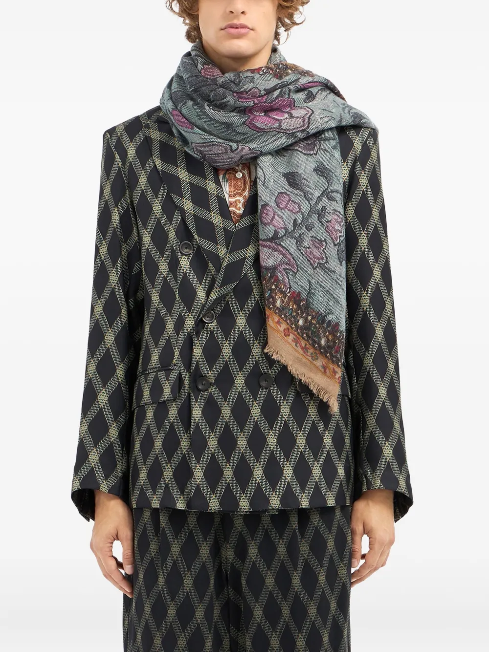 Pierre-louis Mascia Floral-pattern Fringed-edges Scarf In Multi
