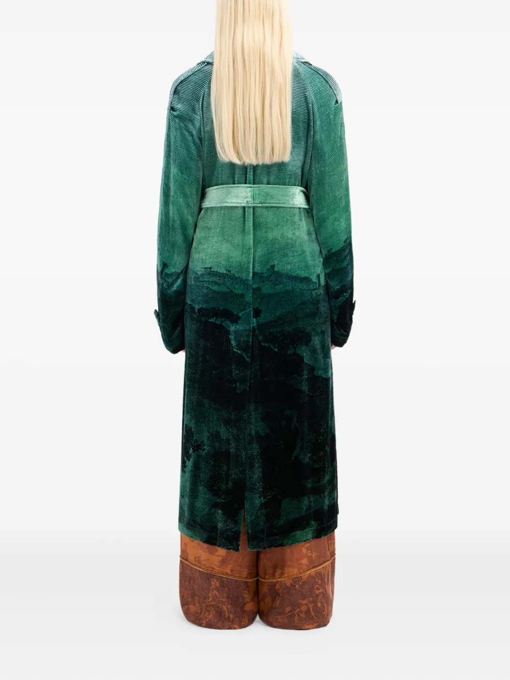 Pierre-louis Mascia Landscape-print Velvet Coat In Multi