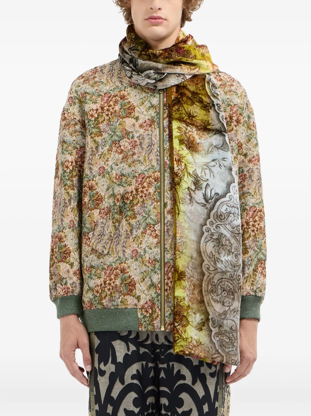 Pierre-louis Mascia Floral-pattern Scarf In Green