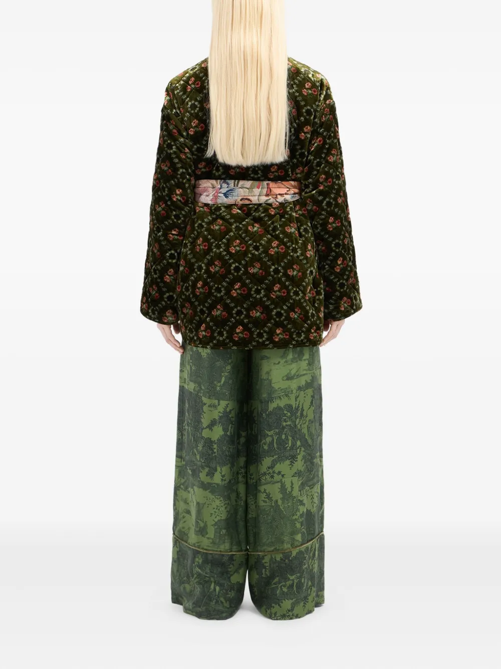Pierre-louis Mascia Quilted Floral Velvet Coat In Multi