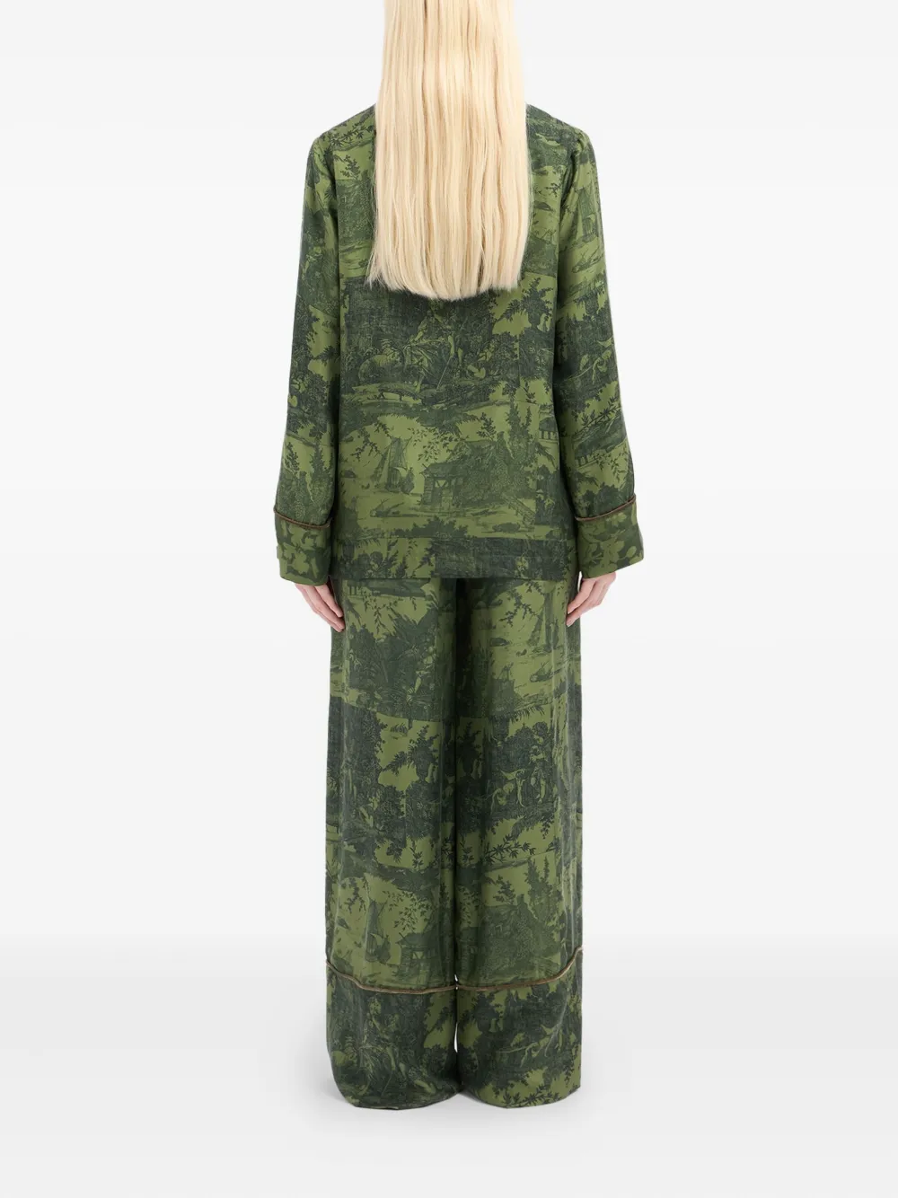 Pierre-louis Mascia Landscape-print Silk Shirt In Green