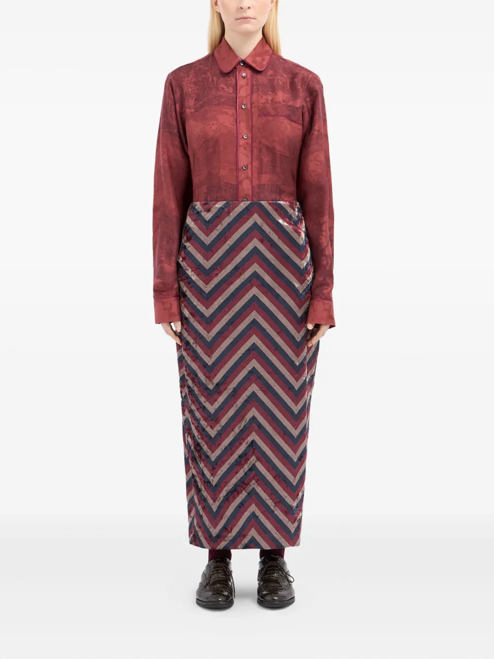 Pierre-Louis Mascia Maxi-rok met zigzag-patroon - Rood