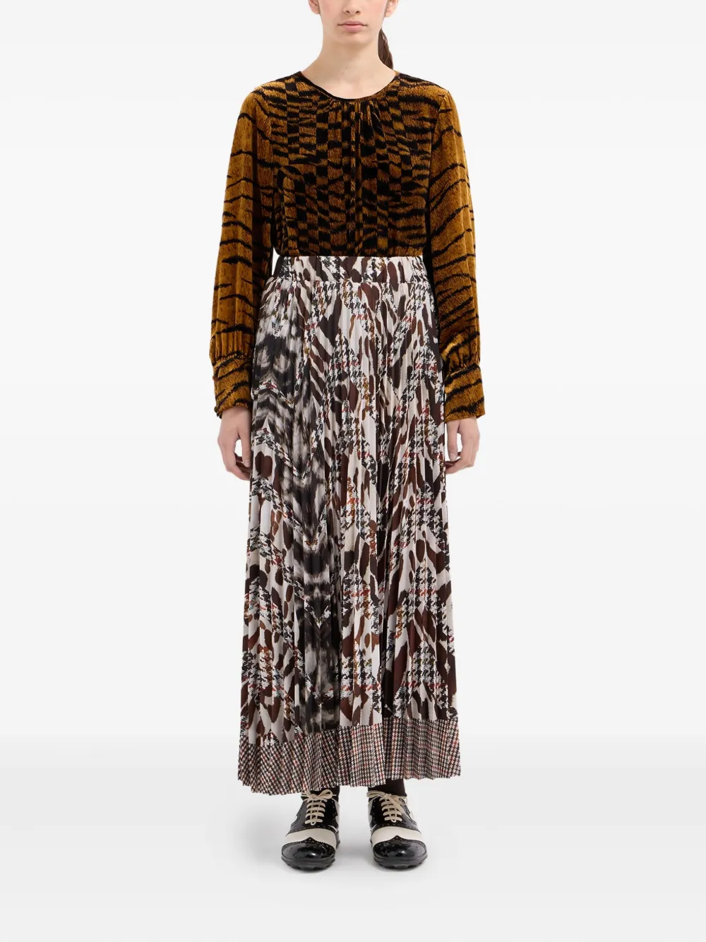 Pierre-Louis Mascia Maxi-rok met pied-de-poule print - Bruin