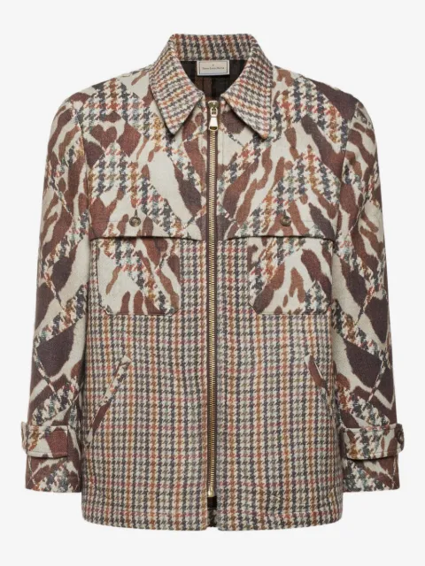 Pierre-Louis Mascia chamarra con motivo pied de poule y diseño patchwork