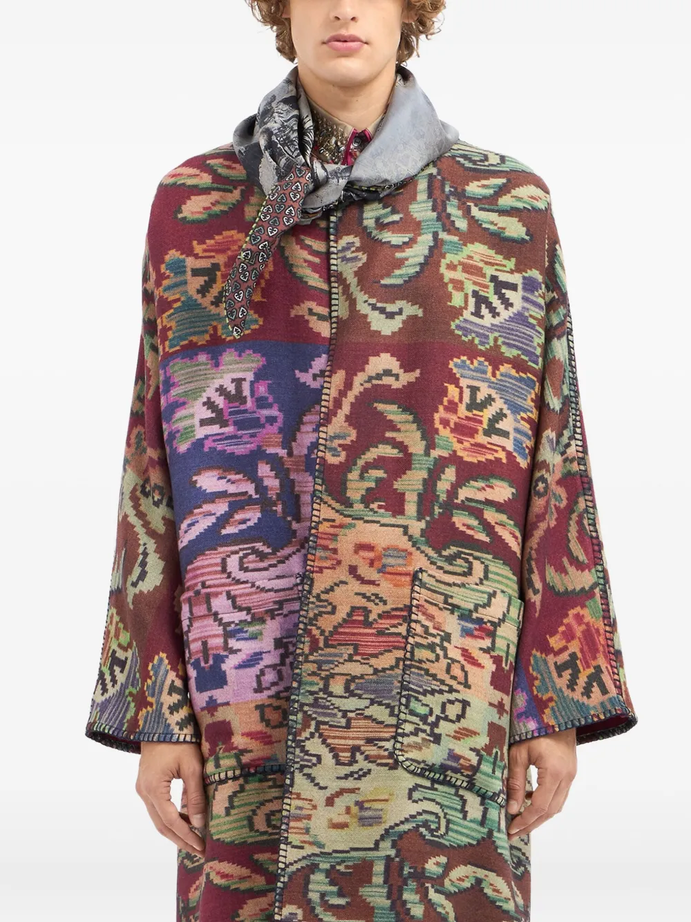 Pierre-louis Mascia Landscape-print Scarf In Brown