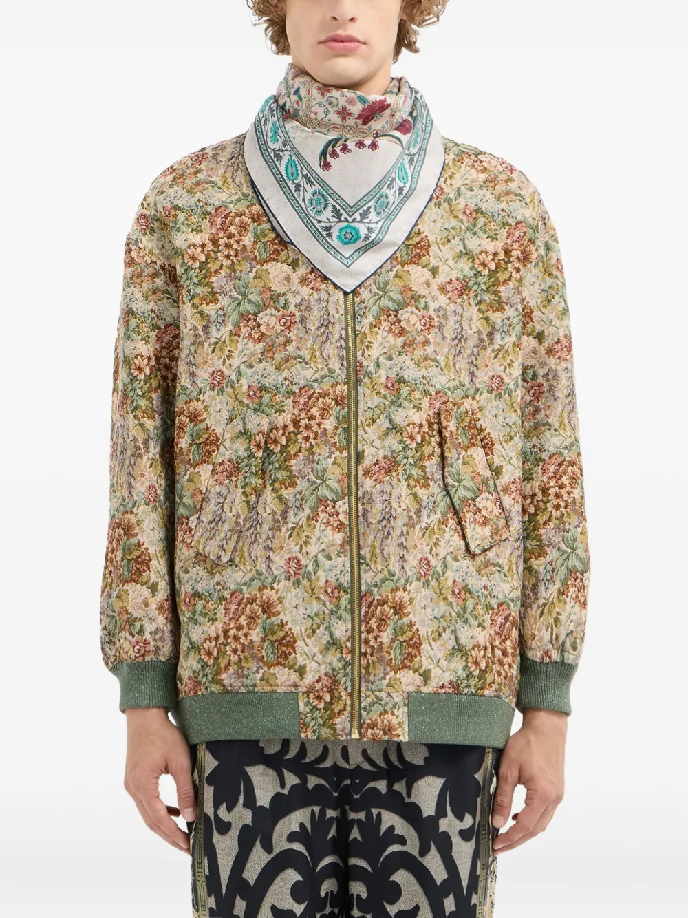 Pierre-Louis Mascia floral-pattern silk scarf | White | Image 1