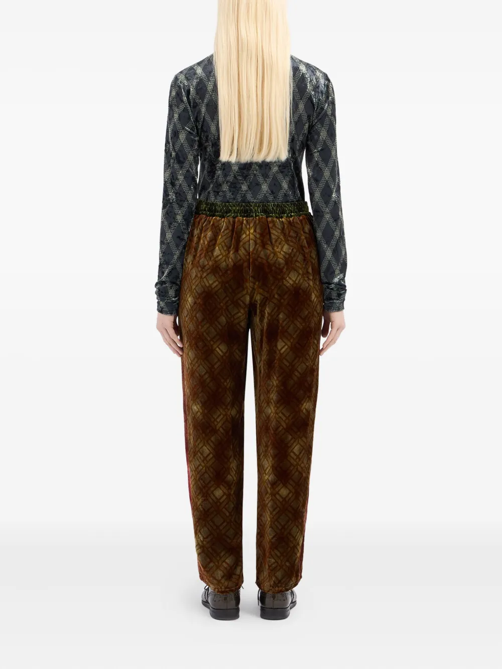 Pierre-Louis Mascia Fluwelen broek met geometrisch patroon Bruin