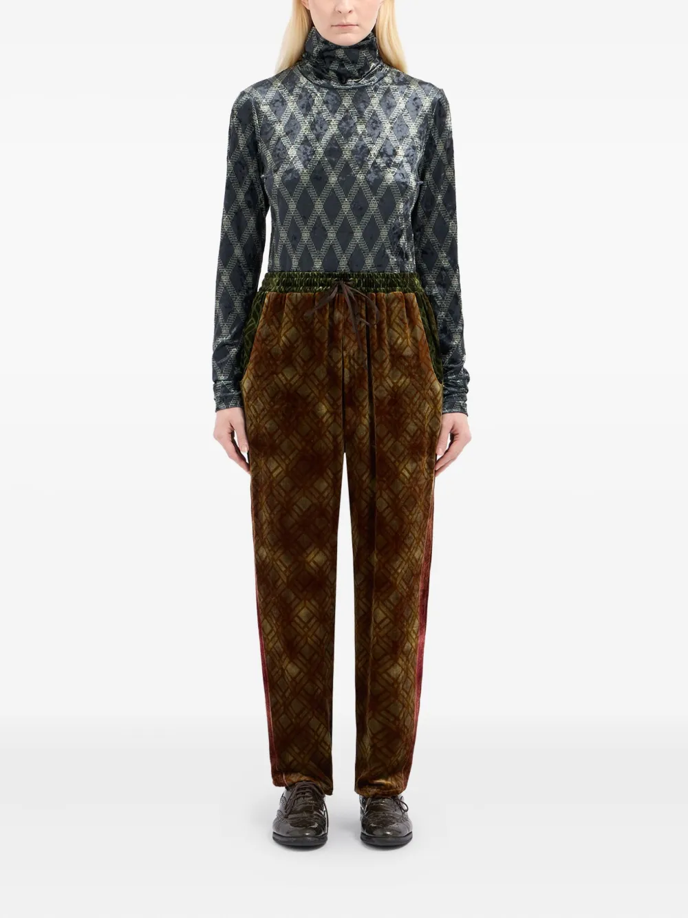 Pierre-Louis Mascia geometric-pattern velvet trousers | Tapered Pants | Image 2