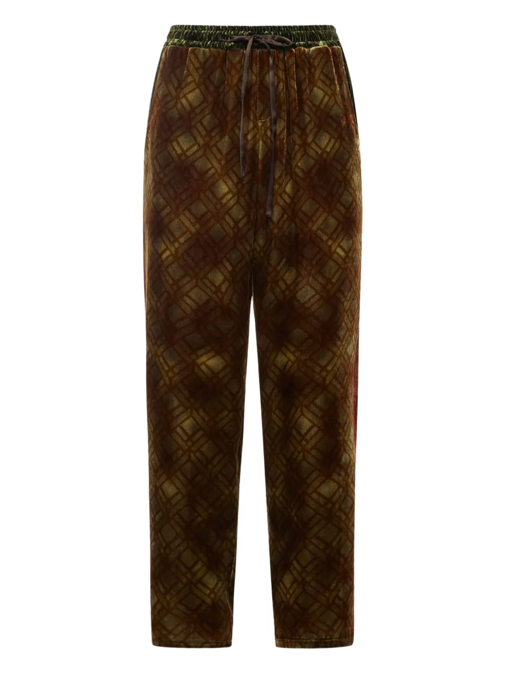 Pierre-Louis Mascia geometric-pattern velvet trousers | Brown | Image 1