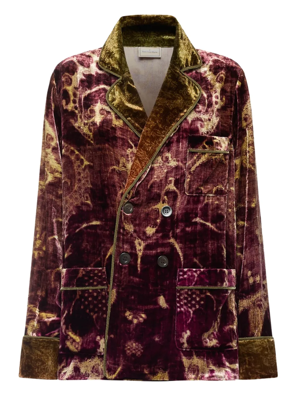 Pierre-louis Mascia Damask-pattern Velvet Jacket In Brown