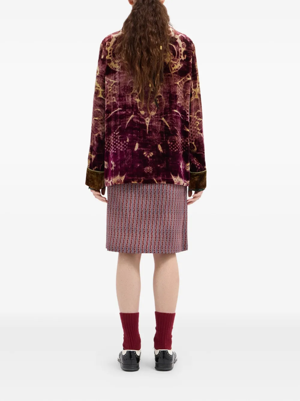 Pierre-louis Mascia Damask-pattern Velvet Jacket In Brown