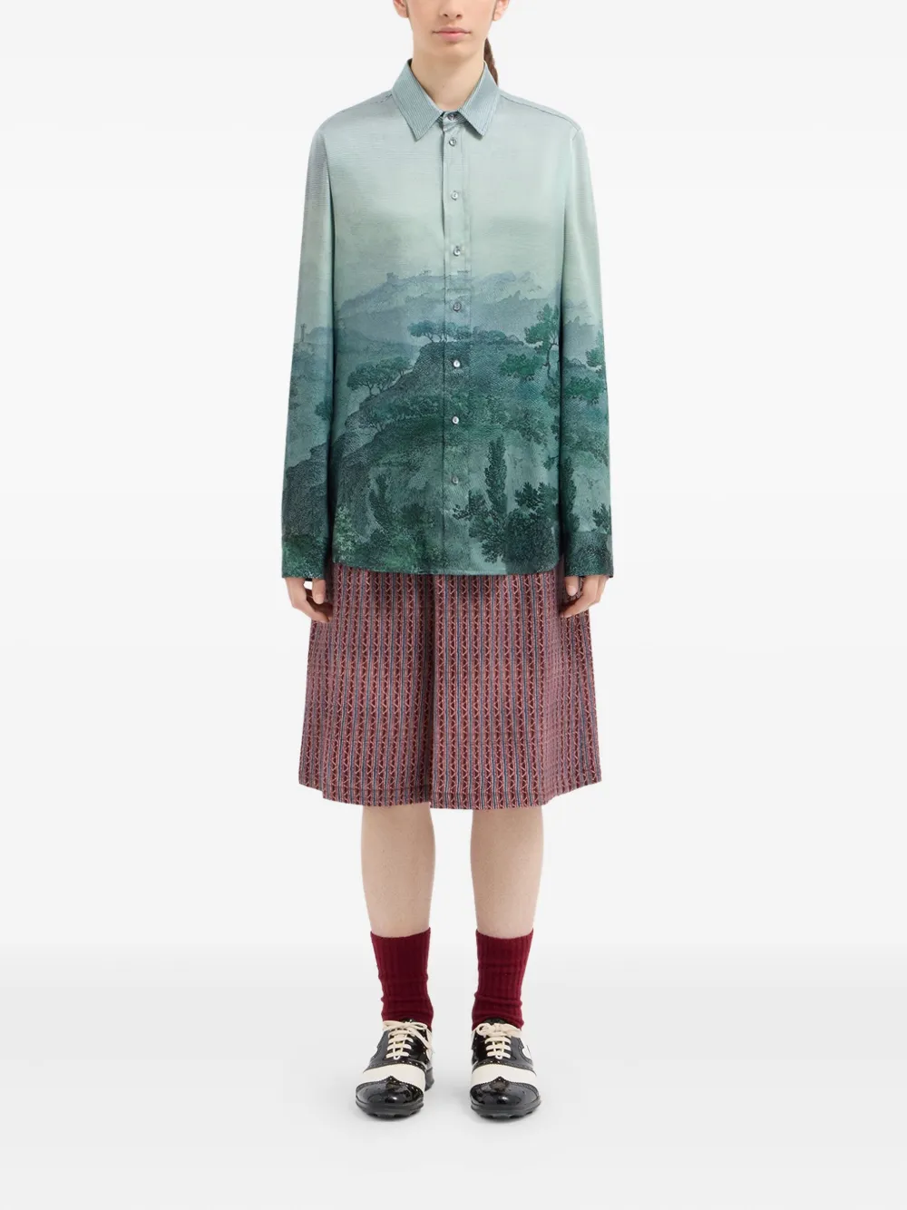 Pierre-Louis Mascia landscape-print silk-blend shirt | Women | Image 2