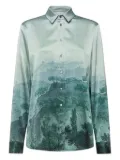 Pierre-Louis Mascia landscape-print silk-blend shirt - Green