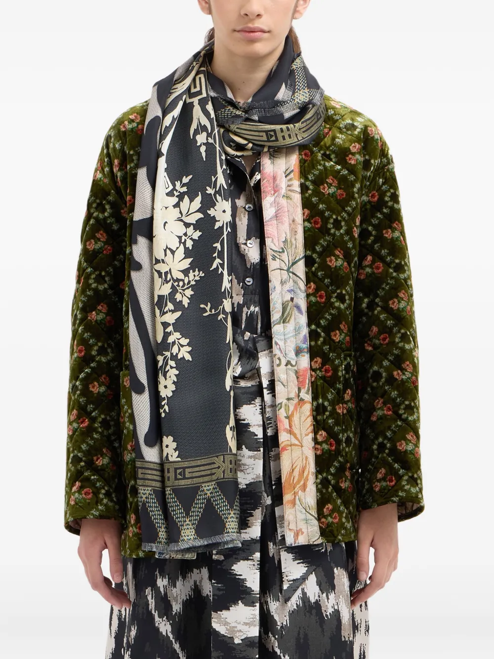 Pierre-louis Mascia Geometric-pattern Silk Scarf In Black