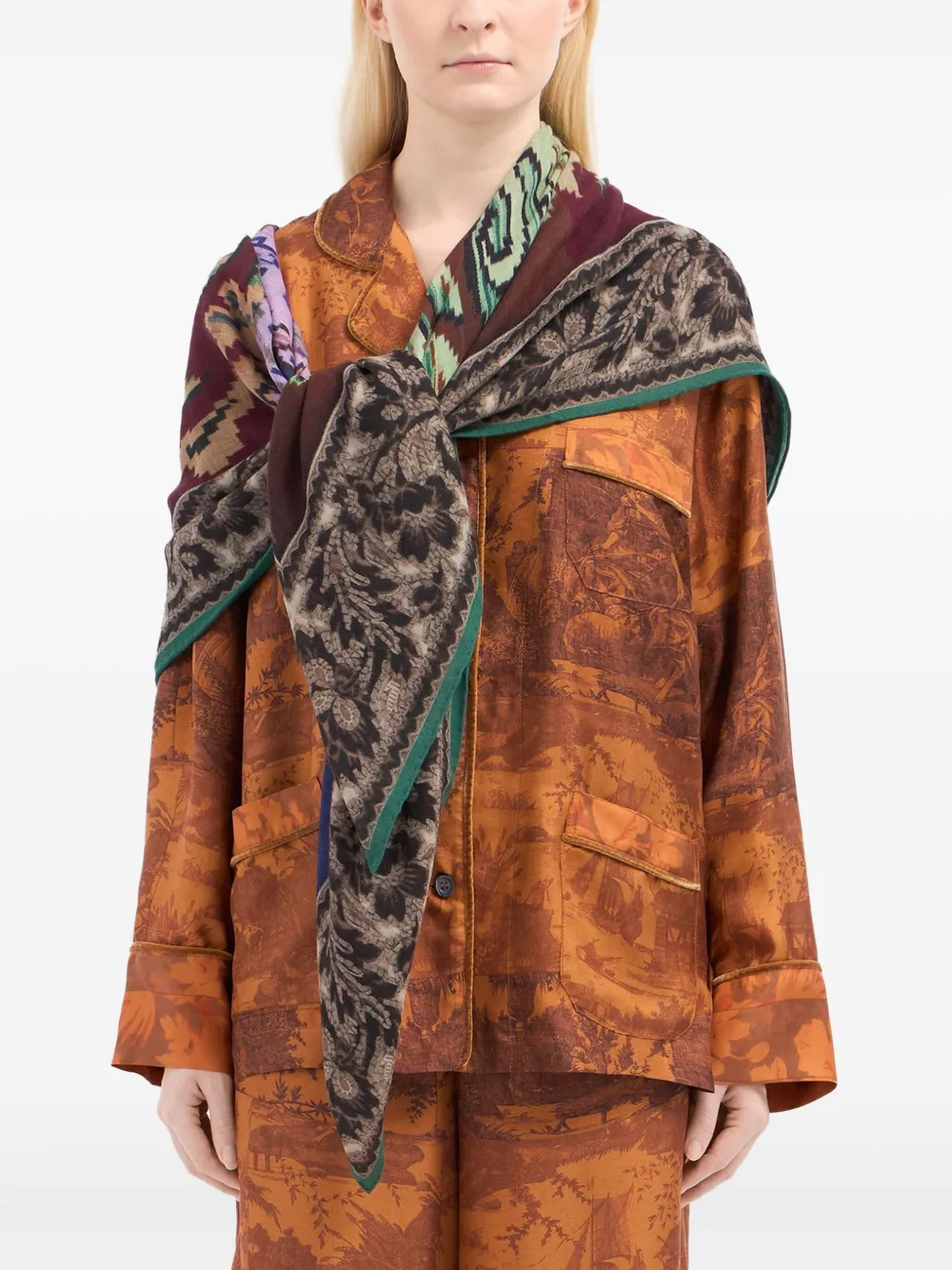 Pierre-louis Mascia Geometric-pattern Wool Scarf In Black