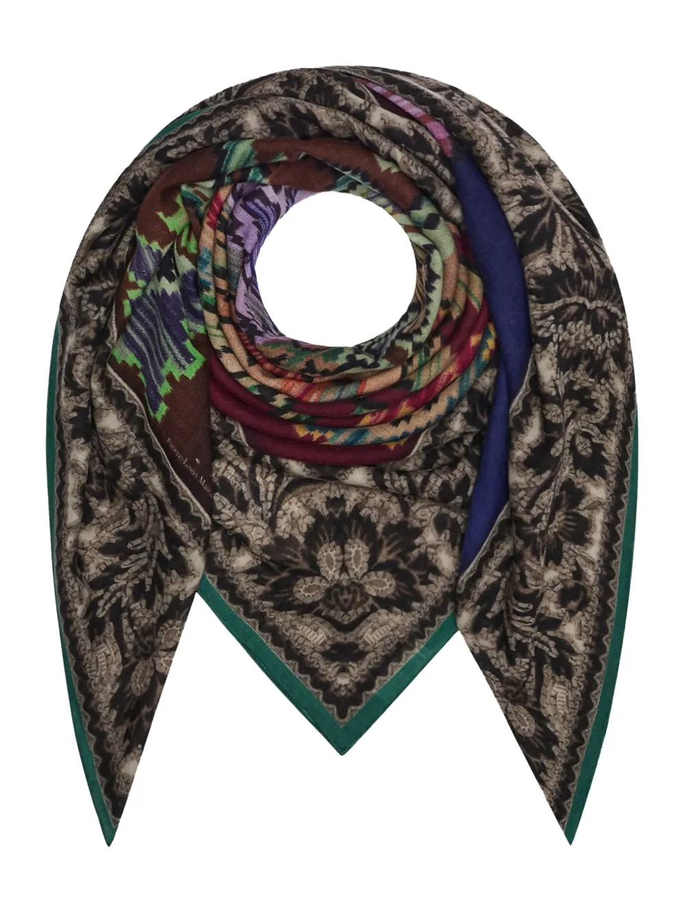 Pierre-louis Mascia Geometric-pattern Wool Scarf In Black