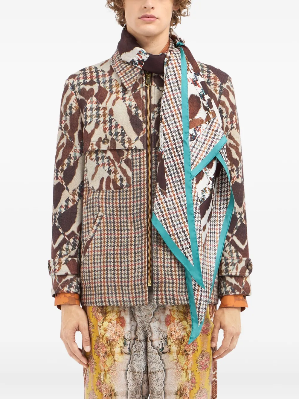 Pierre-louis Mascia Houndstooth-pattern Silk Scarf In Multi