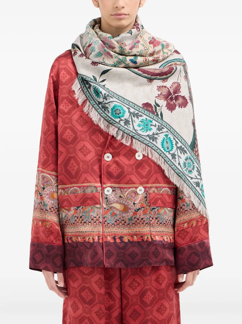 Pierre-Louis Mascia paisley-floral print scarf | Neutrals | Image 1