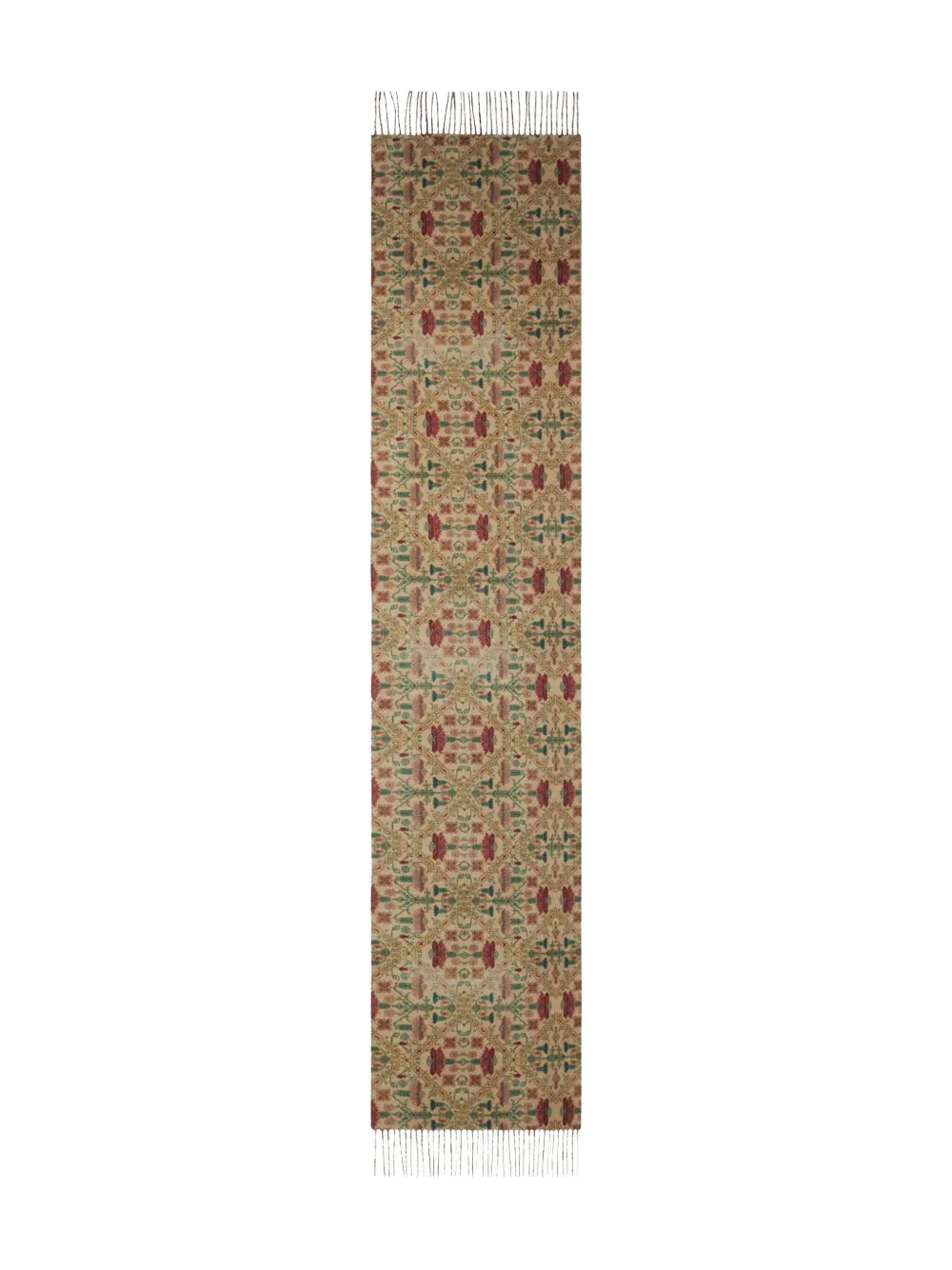 Pierre-louis Mascia Geometric-pattern Fringed-edges Scarf In Neutral
