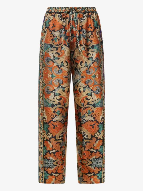 Pierre-Louis Mascia pantalon en soie à imprimé tapisserie